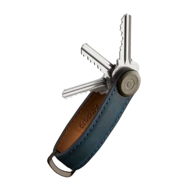 Orbitkey Crazy Horse Leather Key Organiser Blauw CHLO-2-MBMBGM