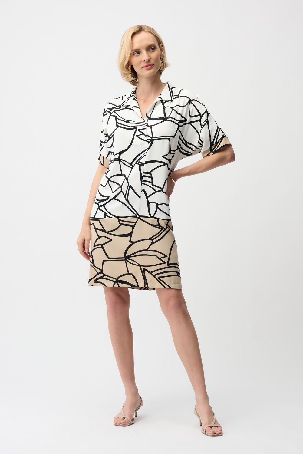 Joseph-Ribkoff-jurk-261087-abstracte-print-vanilla-multi-Lendi