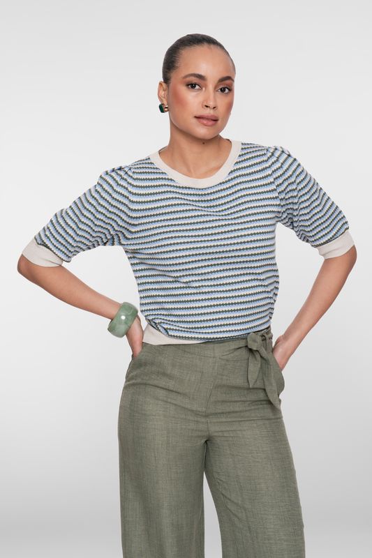 Geisha-Fashion-Women-gestreepte-trui-lurex-kit-olive-blue-64066-14-Lendi