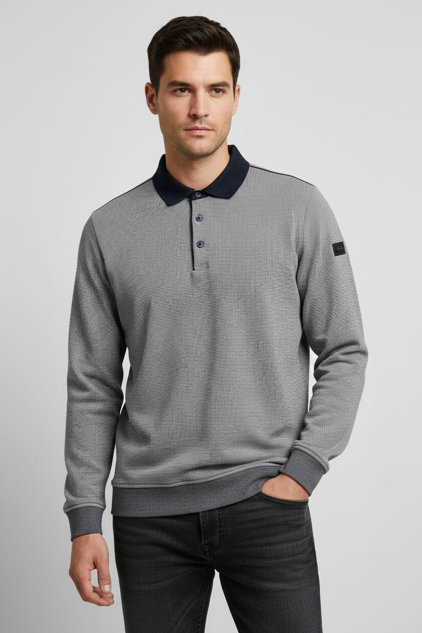 Bugatti-heren-sweater-marineblauw-donkerblauw-8550-15126E-Lendi-Model