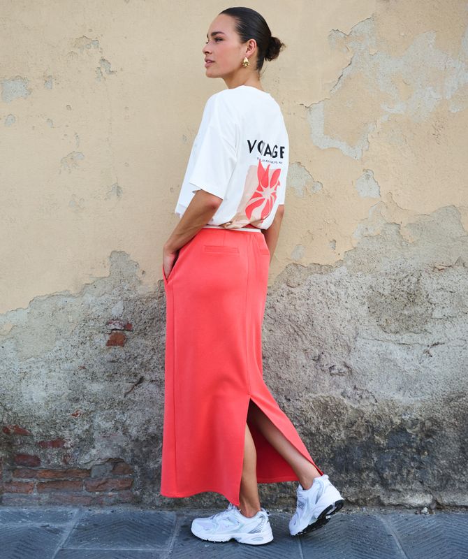 Esqualo Skirt long fancy WB wide Modal Chili Red SP26.05004