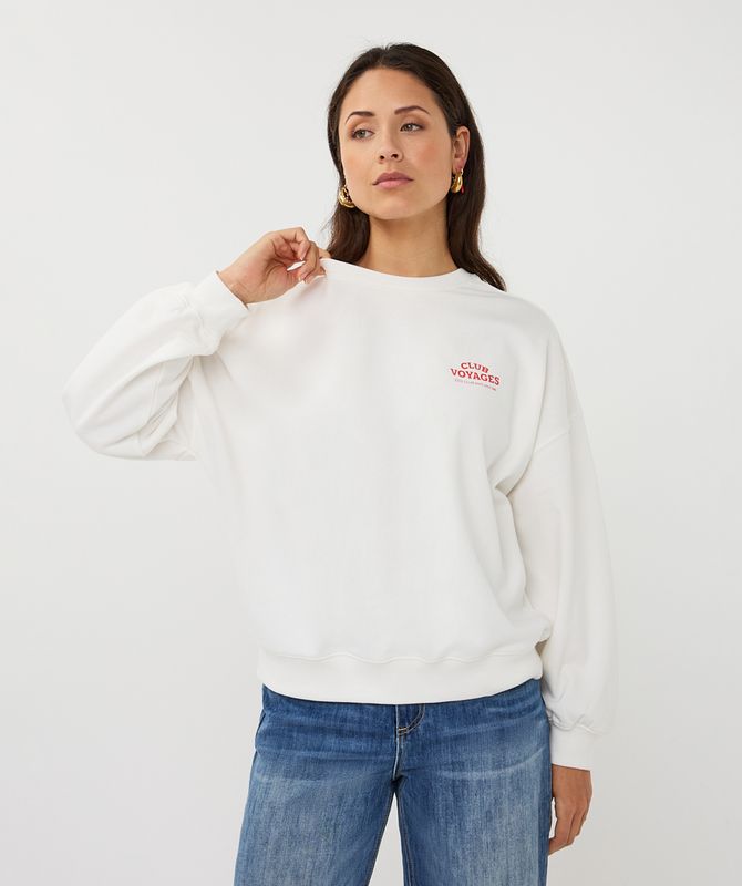 Esqualo Sweater 'cities' Off White / Chili Red SP26.05019
