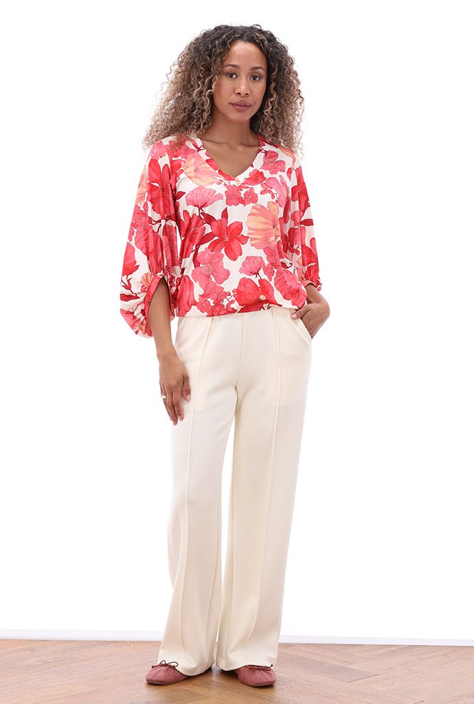 K-Design V hals top met design Rood C102