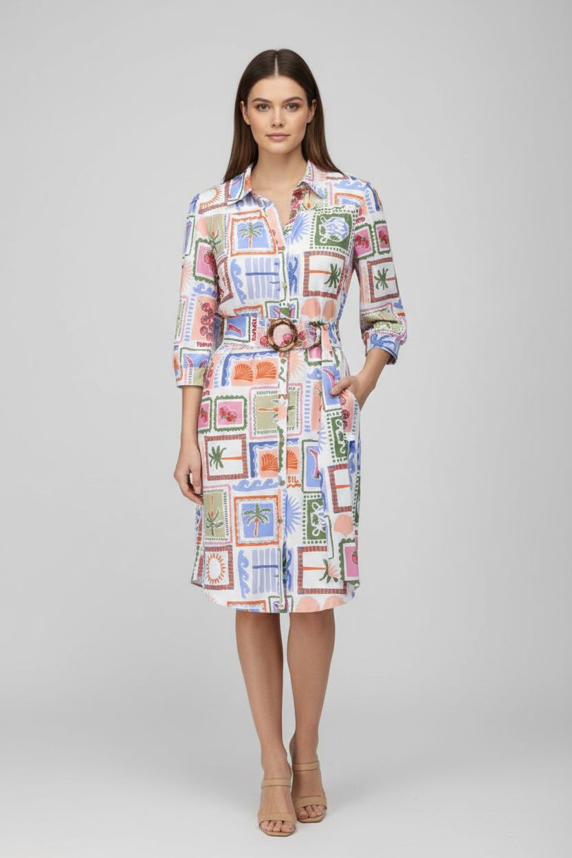 K-Design maxi jurk met design ecru P096 C302 model