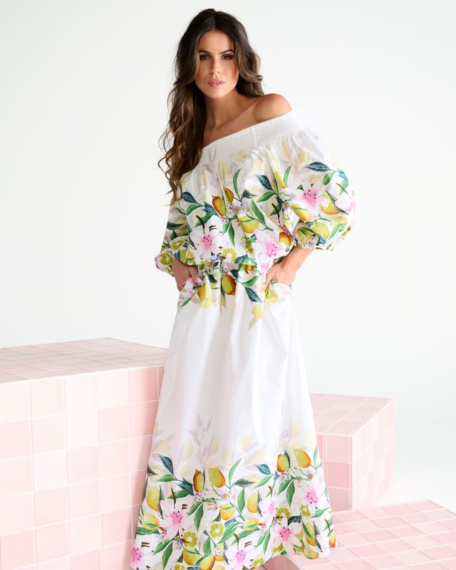 Dames rok You're my lobster ecru stretch katoen K-Design C350L