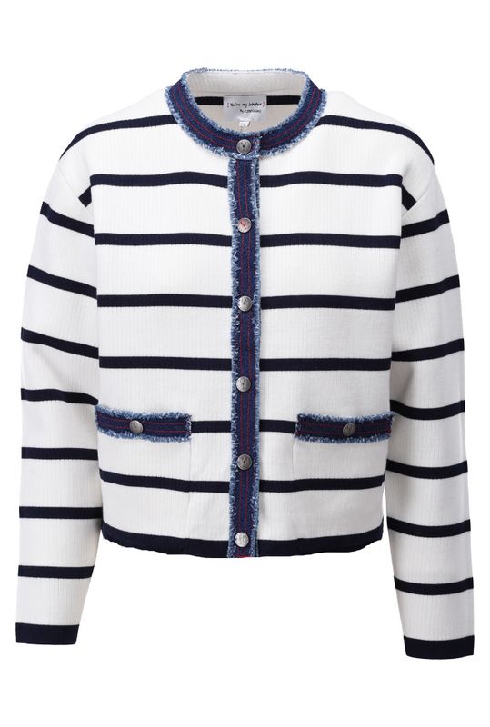 You're my lobster by K-Design cardigan gestreept navy blauw C811L