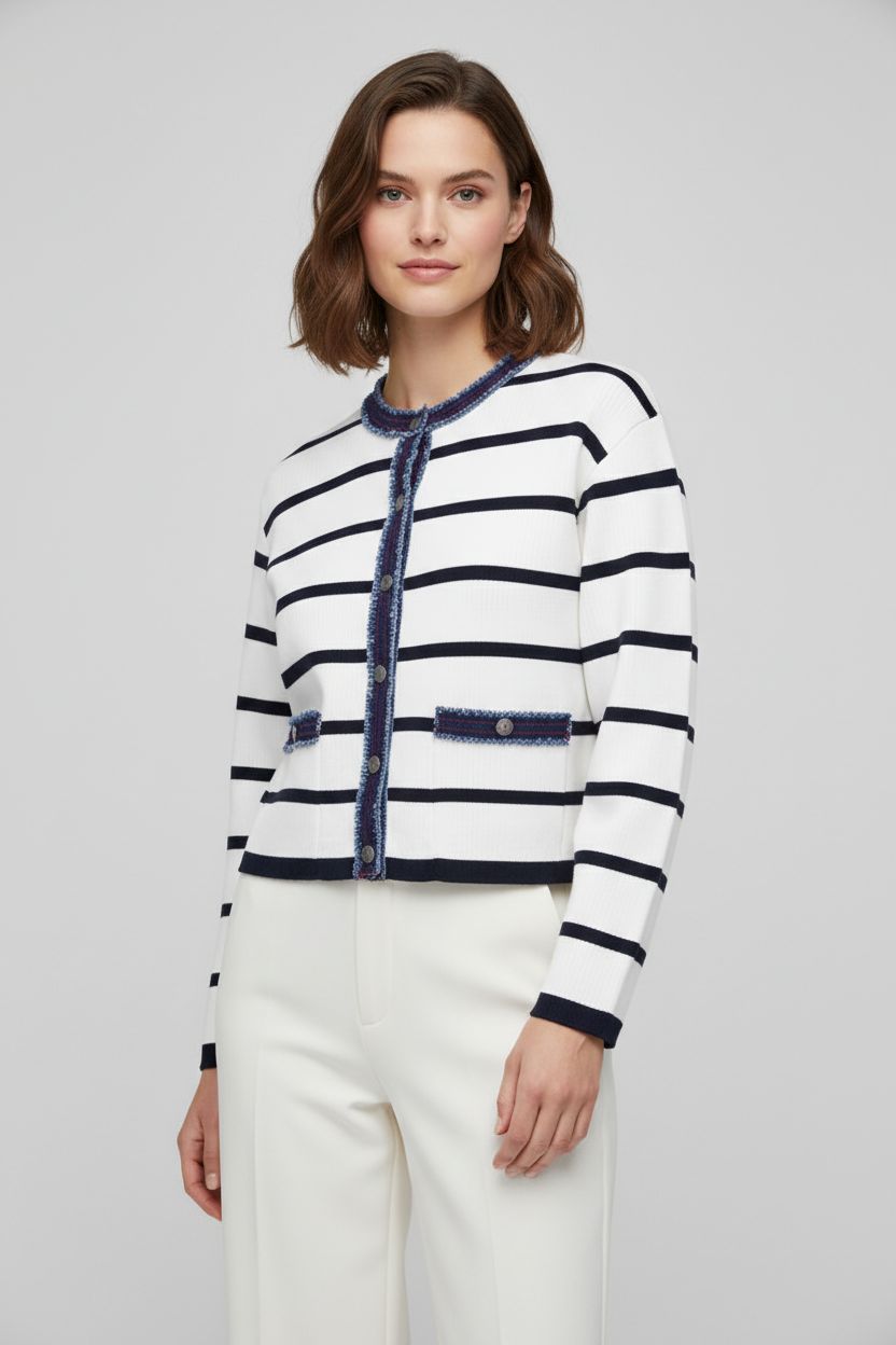 You're my lobster by K-Design cardigan gestreept navy blauw C811L model