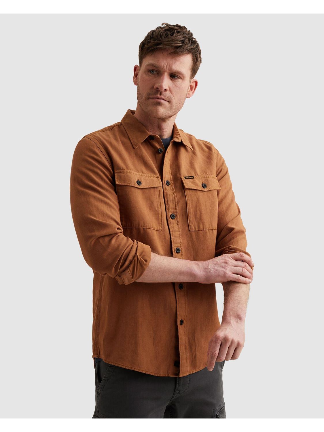 PME Legend LONG SLEEVE SHIRT Ctn/lyocell GD Glazed Ginger PSI2602208