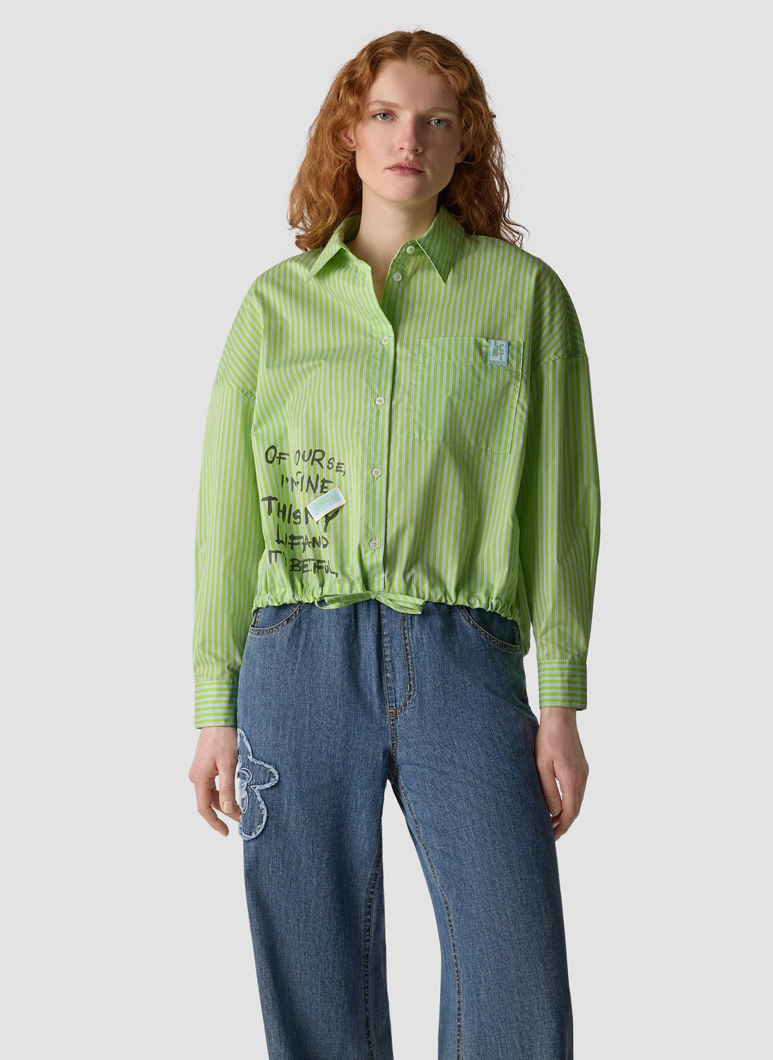 Le Comte LMCT blouse limette groen katoen mix dames 56-614106