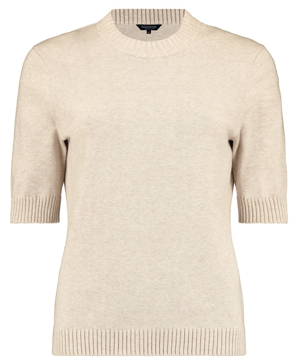 Bloomings korte mouw pullover sandshell melange beige fijngebreid slk20-8908