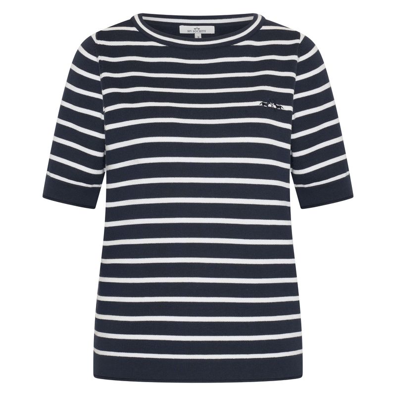 HV Society pullover HVSAmber navy blauw 100 procent katoen dames 0409103803