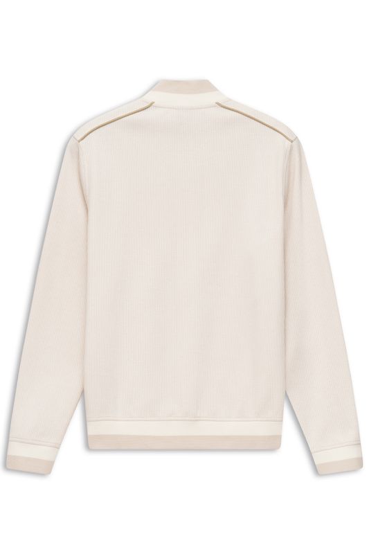 Detail van de ronde hals en elastische boorden Bugatti sweatshirt bruin