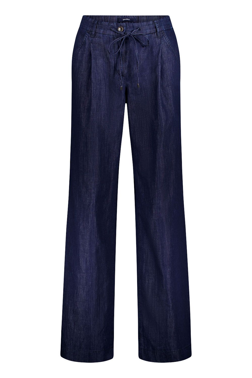 Gardeur Frieda15 broek dark stone donkergrijs wide leg linnen katoen 670160