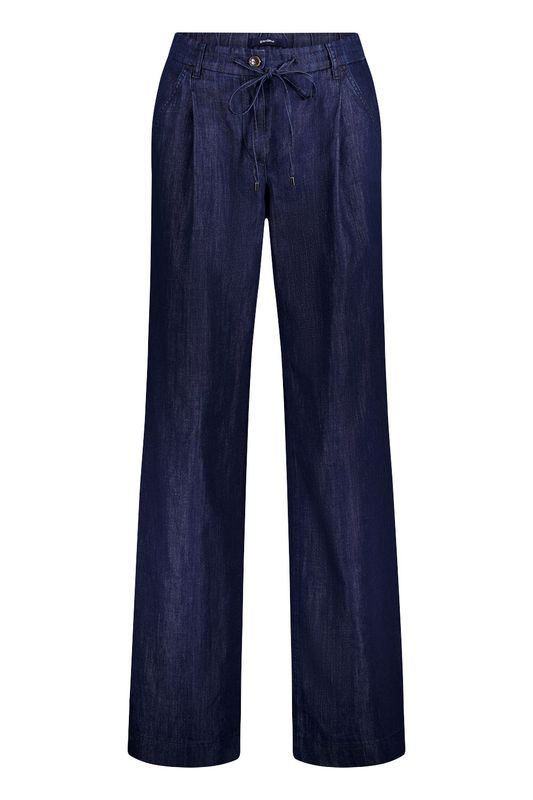 Gardeur Frieda15 broek dark stone donkergrijs wide leg linnen katoen 670160