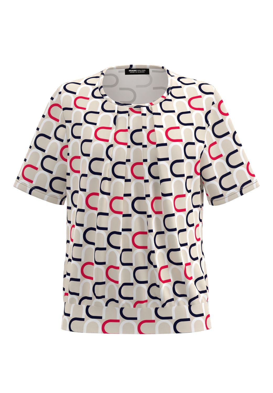 Frank Walder blouseshirt beige bruin print dames top jersey nos716422-81