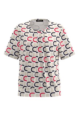 Frank Walder blouseshirt beige bruin print dames top jersey nos716422-81