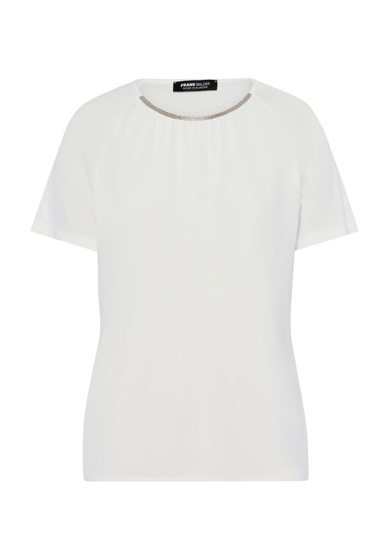 Frank Walder blouseshirt wit dames top ronde hals plooitjes nos716424-902