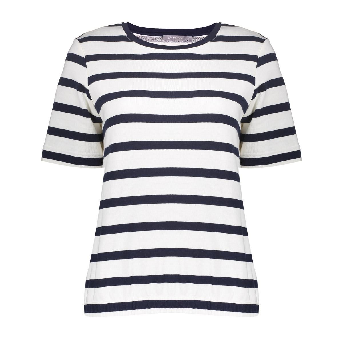 Geisha top ecru navy dames shirt katoen mix 62154-20-718