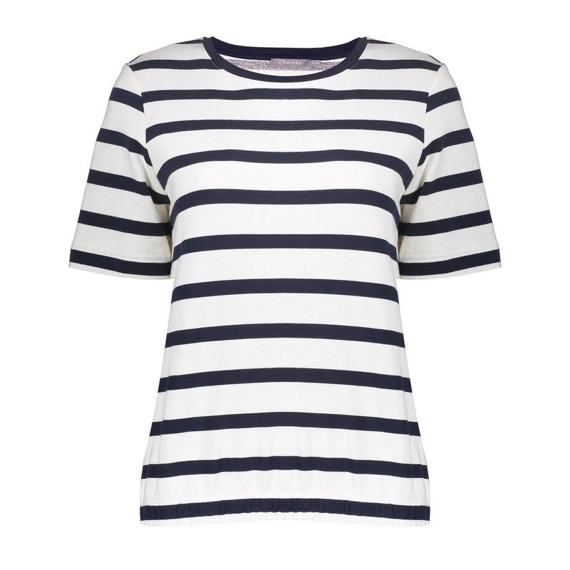 Geisha top ecru navy dames shirt katoen mix 62154-20-718