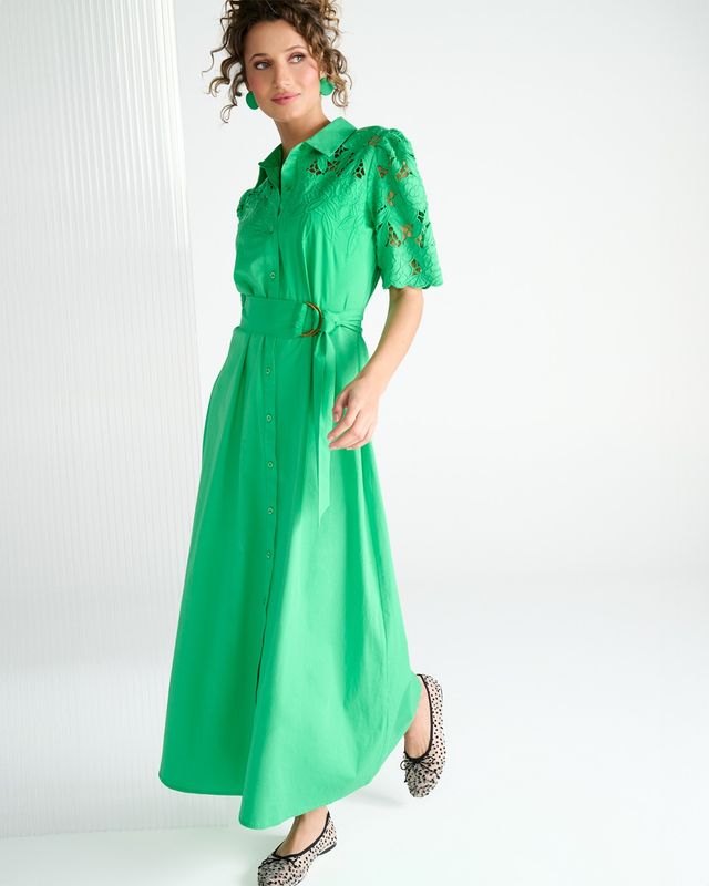 You're my lobster by K-Design Maxi jurk met design & borduursel Groen C734L