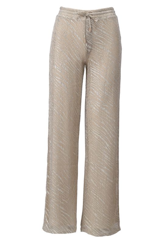 K-Design broek beige print lurex C252-P080 You're my lobster vooraanzicht