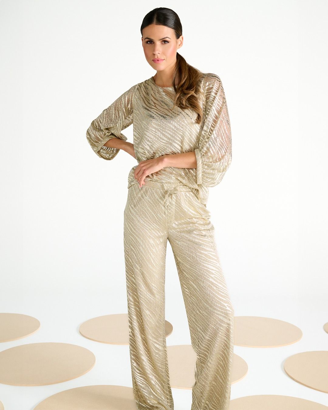 K-Design Broek met print Beige C252
