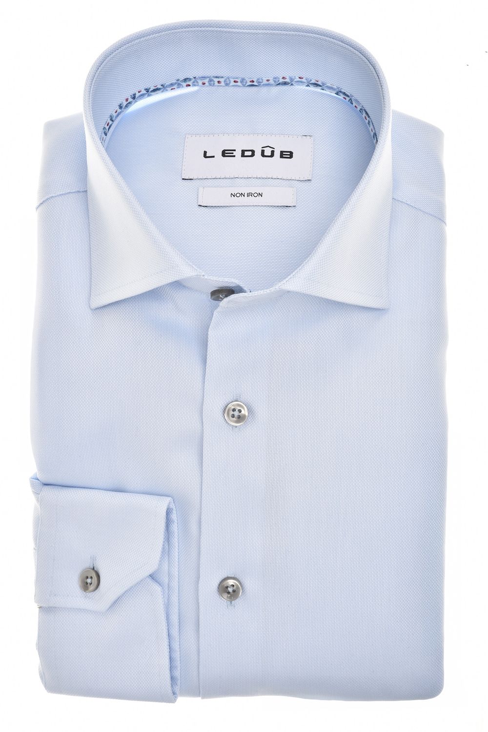 Ledûb Overhemd Lichtblauw Non-Iron strijkvrij katoen 0143350-120 Voorjaarscollectie