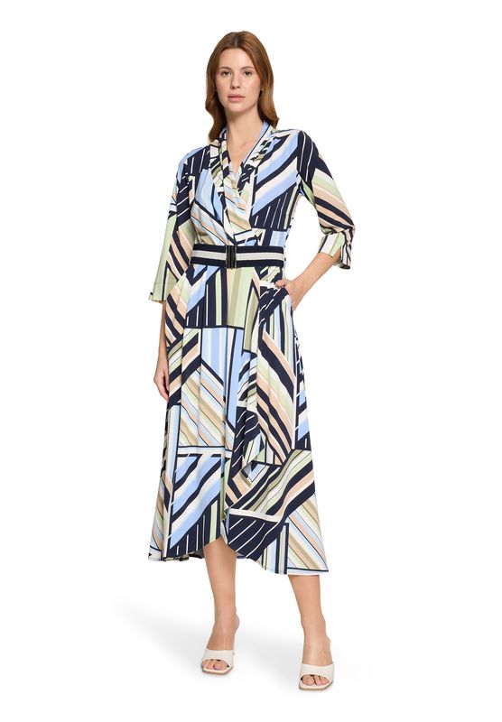 Betty Barclay Dames Midi-jurk Blauw Groen Grafisch 18391841
