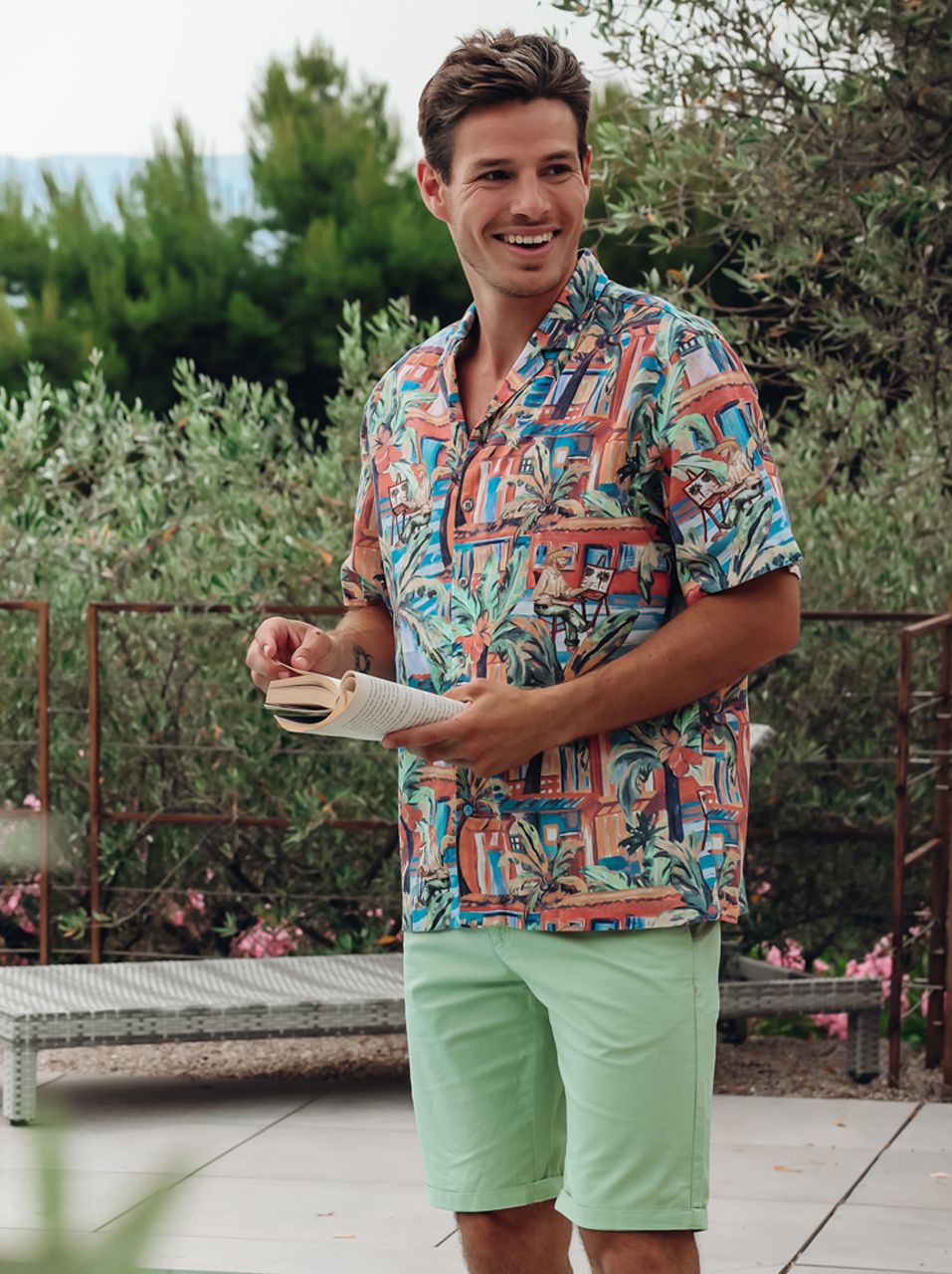 Kleurrijk heren shirt korte mouw A Fish Named Fred modern fit Spring/Summer
