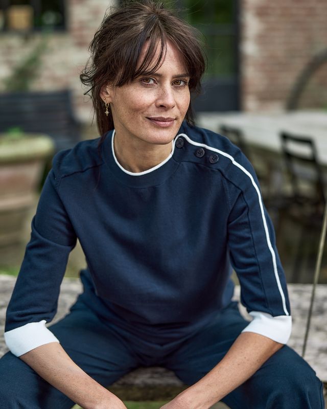 Bloomings Amsterdam Dames Pullover Navy 3/4 Mouw SLK76-8928