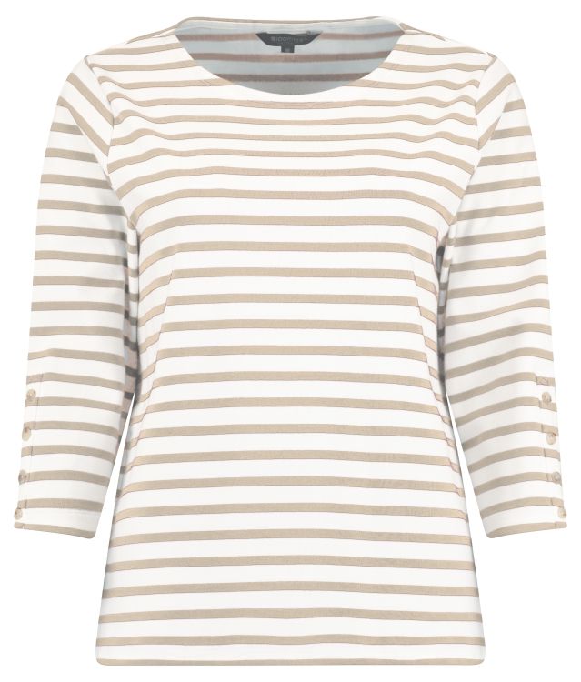 Bloomings Amsterdam Dames Top Gestreept Oxford Tan 3/4 Mouw SLT352-8971