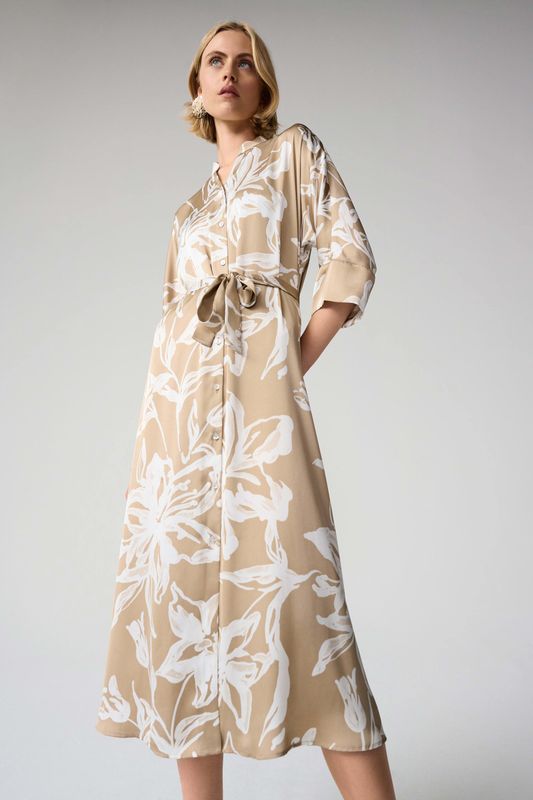 Elegante bloemenprint doorknoopjurk Joseph Ribkoff met tailleceintuur
