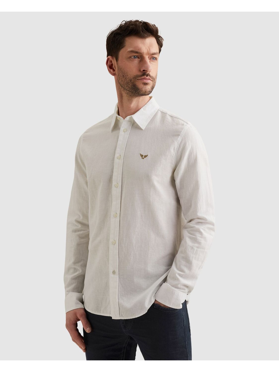 PME Legend overhemd wit katoen linnen PSI2603243-7003