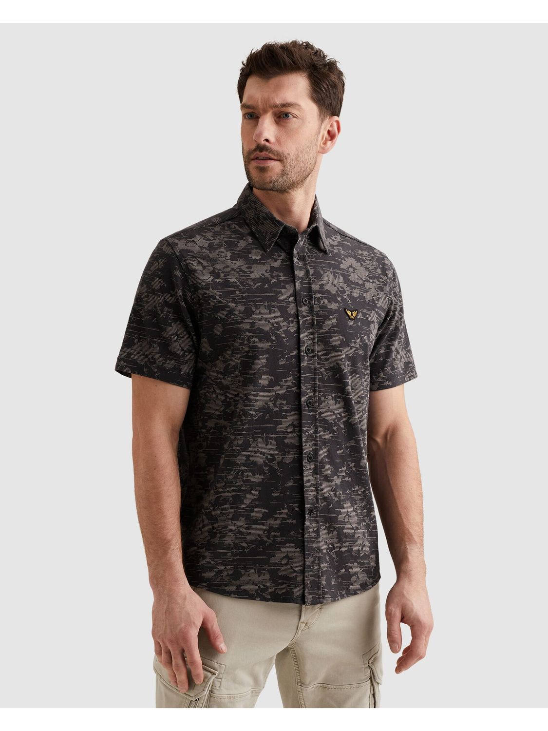 PME Legend overhemd korte mouw Graphite antraciet grijs PSIS2603254-5278