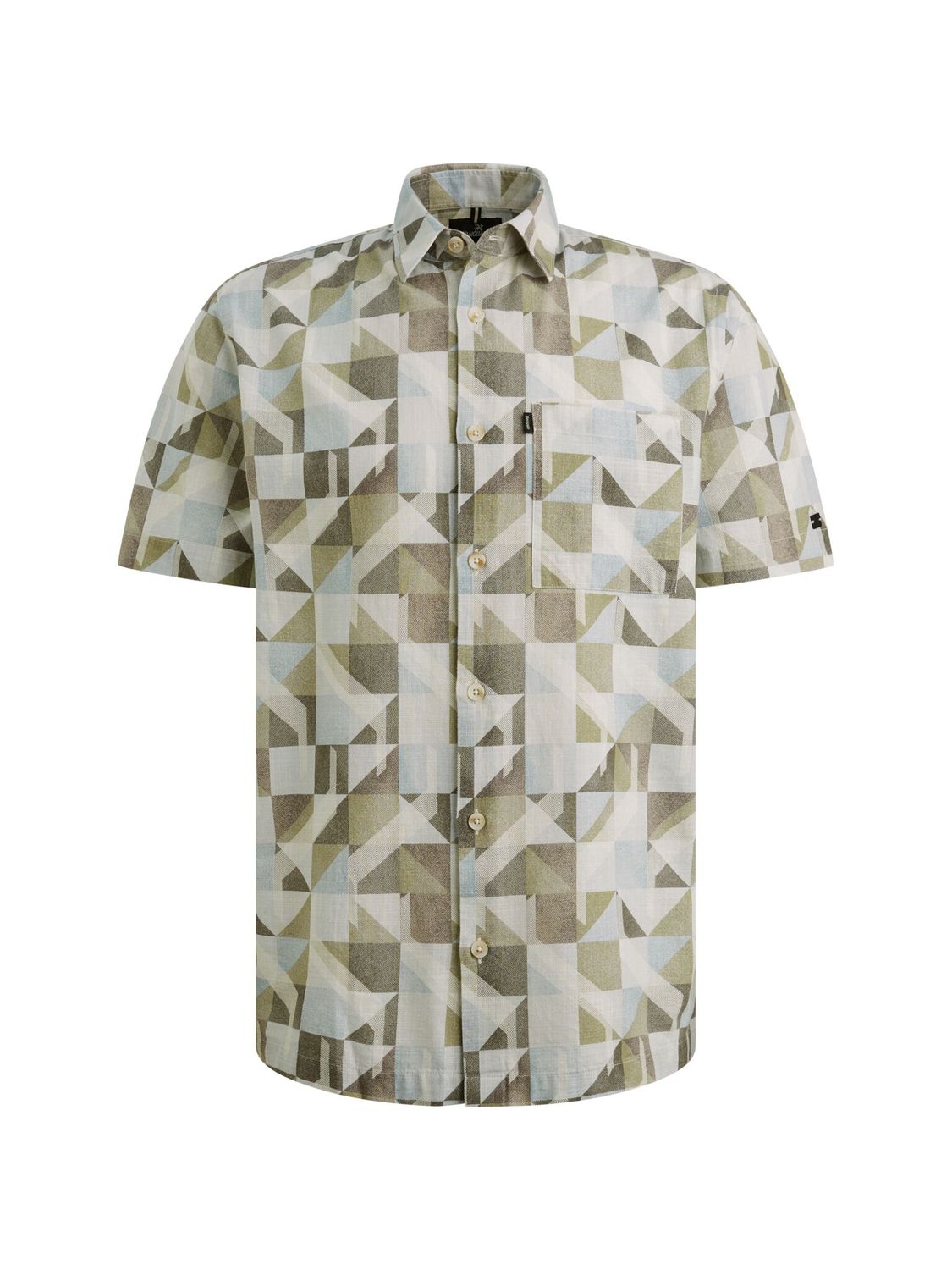 Vanguard Heren Overhemd Korte Mouw Cloud Dancer Geo Print VSIS2603233