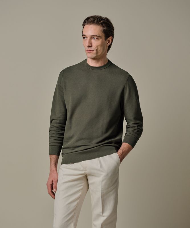 Profuomo Heren Crewneck Trui Green Aero Ease groen katoen PPXJ10020