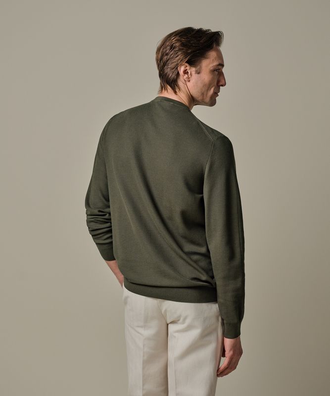 Heren groene trui ronde hals Profuomo regular fit voorjaarscollectie