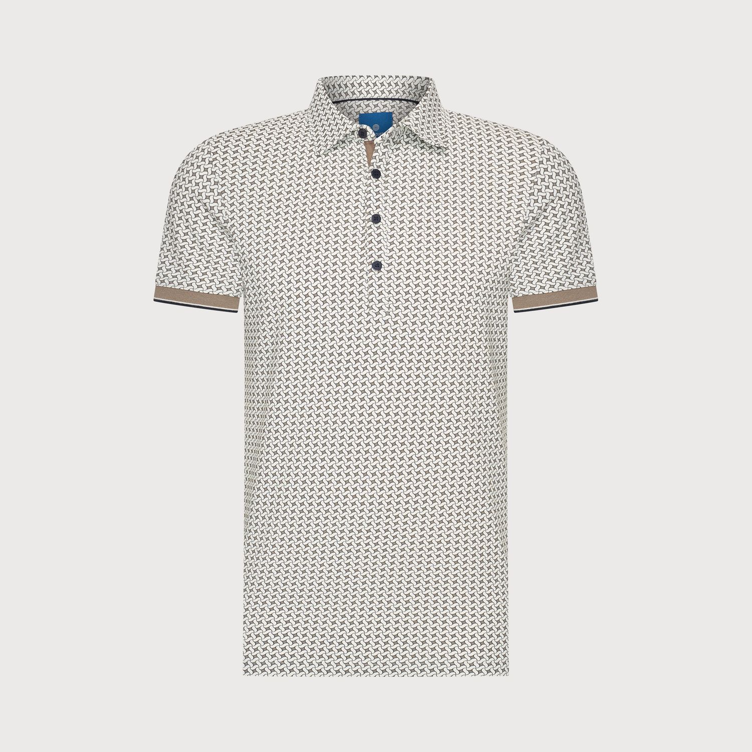 Blue Industry Heren Polo Taupe Geometrisch Dessin KBIS26-M32