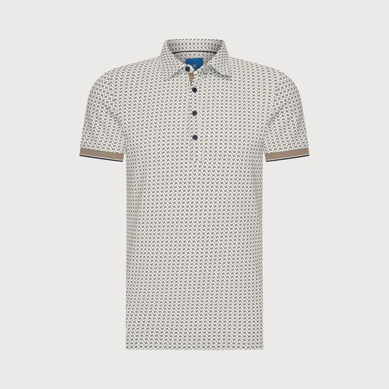 Blue Industry Heren Polo Taupe Geometrisch Dessin KBIS26-M32