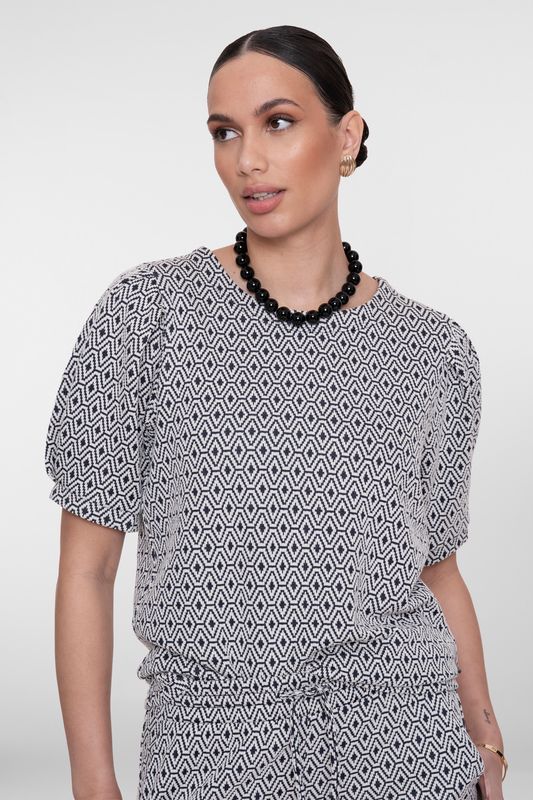 Geisha Jacquard Top Off-white Navy 62056-21-000010 zomer 2026