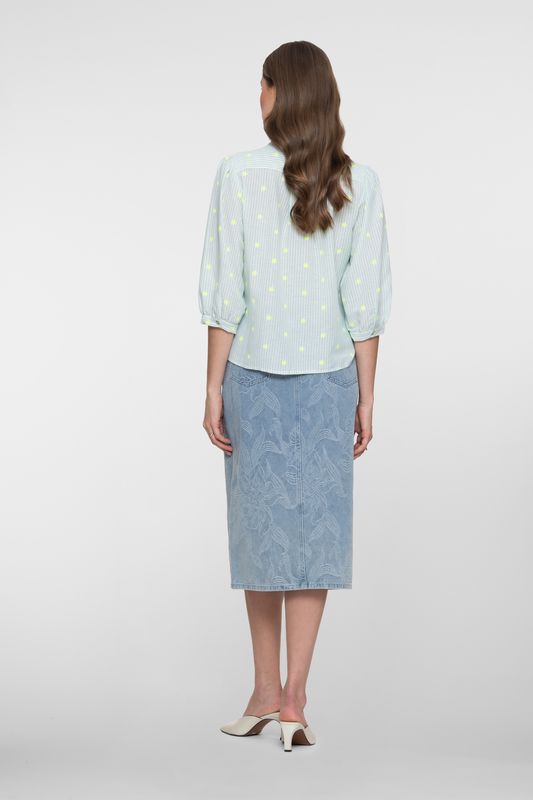 Dames jeansrok Geisha Fashion Bleached Denim bloemen dessin collectie summer 26