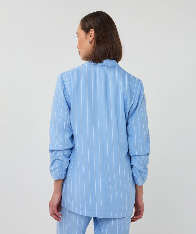 Vrouwelijke blazer EsQualo Pacific Blue linnenmix regular fit collectie Spring
