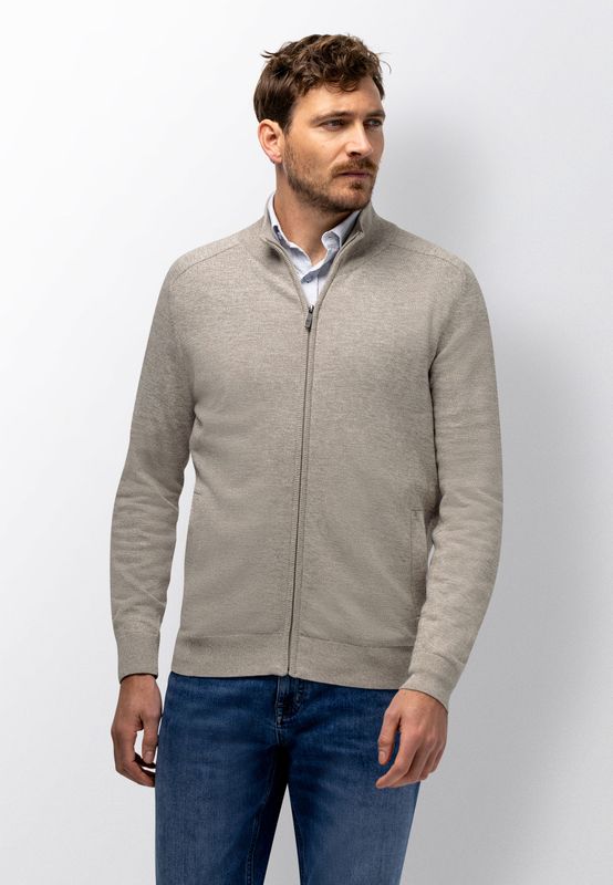 State of Art Cardigan Plain Khaki Warm Grijs mouliné effect katoen 16116092-8593 Lente/Zomer