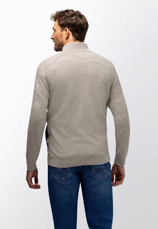Heren gebreid vest State of Art Khaki/Warm Grijs regular fit collectie zomer