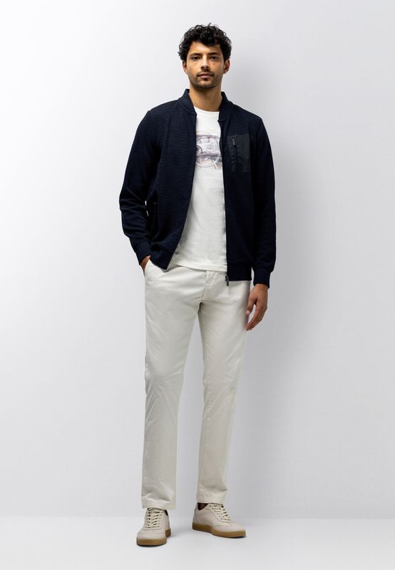 State of Art Sweat Cardigan Plain Marine Uni bombervest slubstructuur 56116503-5800 Lente/Zomer