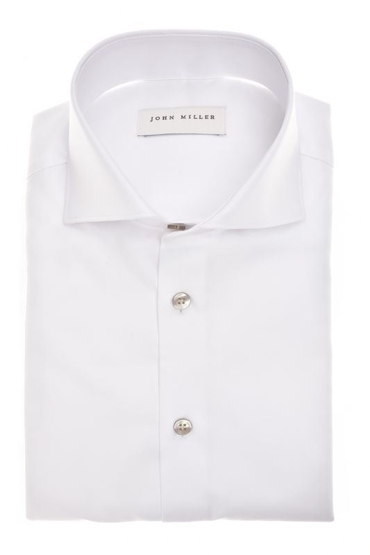 John Miller Overhemd Spierwit Non-Iron strijkvrij katoen 5142641-910 Voorjaarscollectie