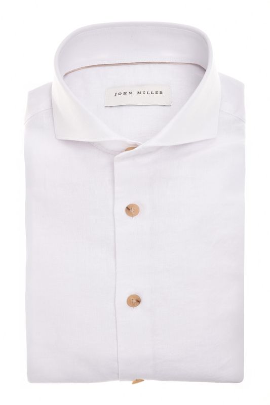 John Miller Overhemd Spierwit Linnen Katoen mix 5142751-910 Voorjaarscollectie