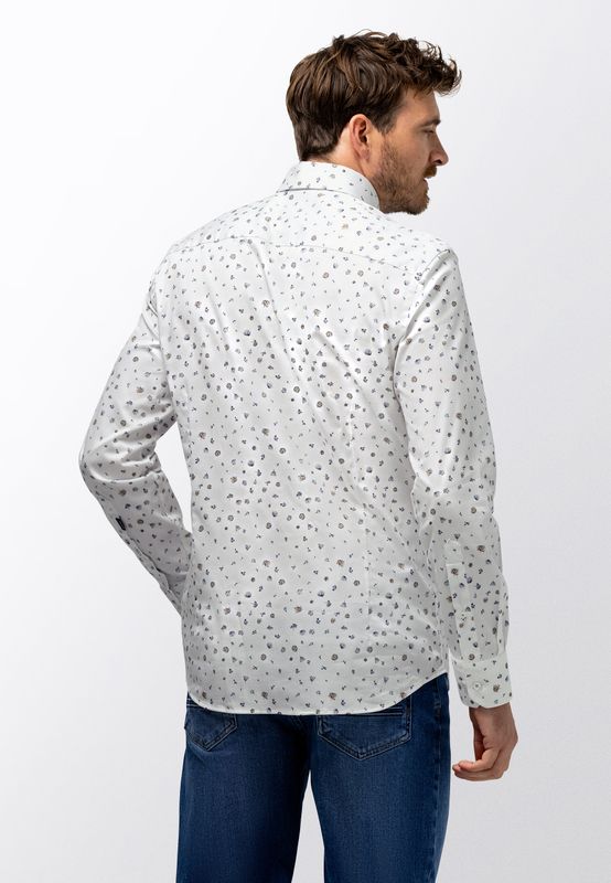 Heren overhemd met print State of Art lichtblauw/wit regular fit collectie zomer