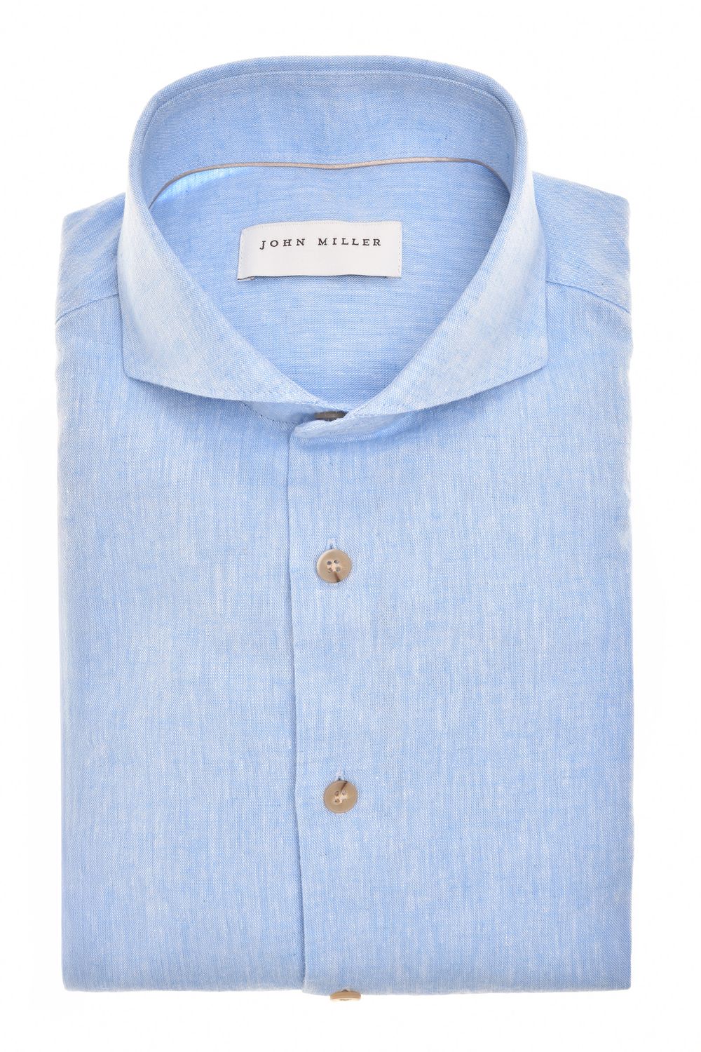 John Miller Overhemd Lichtblauw Linnen Katoen mix 5142751-120 Voorjaarscollectie