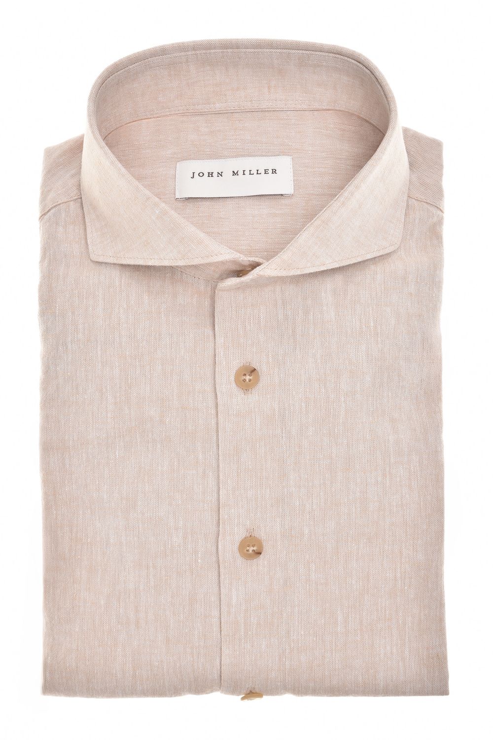 John Miller Overhemd Lichtbruin Linnen Katoen mix 5142751-620 Voorjaarscollectie